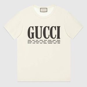 Gucci Cities Black And White T-Shirt Size Small 100% Cotton Made In Italy